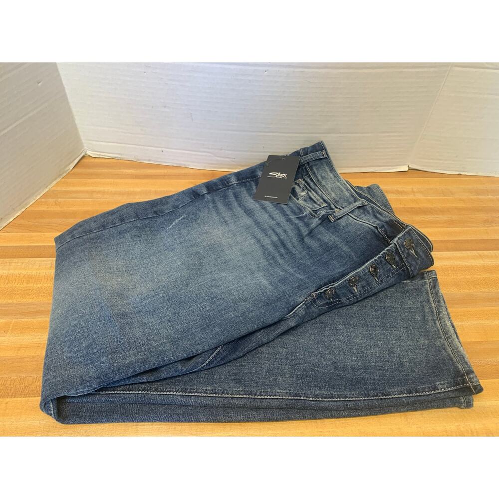 New Silver Suki Denim Jeans Indigo Straight Leg Button Fly 18W 31 Women’s Plus - Picture 2 of 5